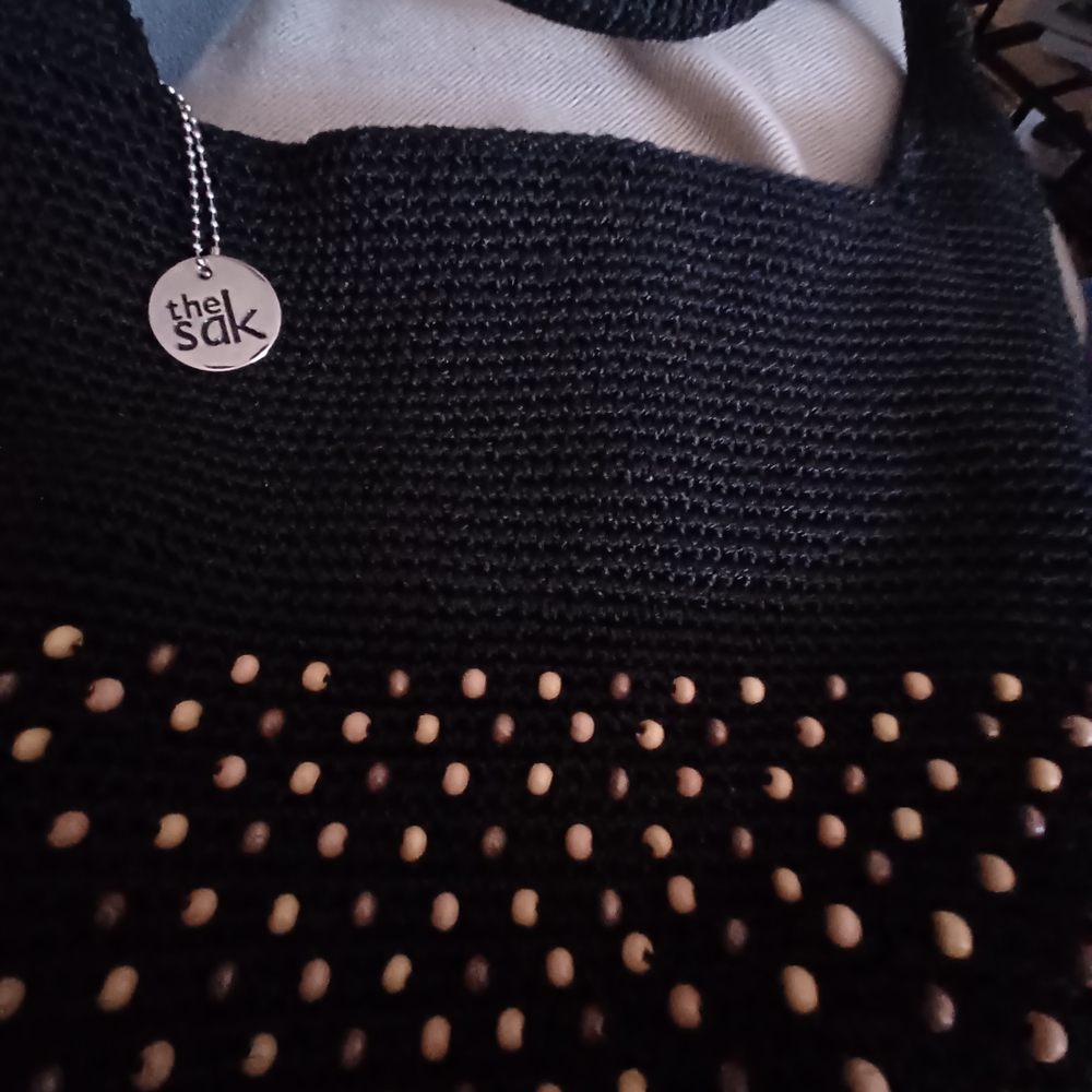 The Sak Womens Black Hobo Bag and Brown Beaded Crochet Made In Bali - Picture 5 of 10